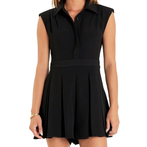 English Factory Pants - Nordstrom English Factory pleated romper black womens small sleeveless (bin W)